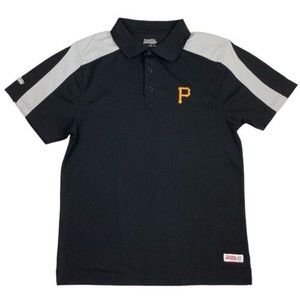 Pittsburgh Pirates Polo Shirt Men's Medium Black Embroidered Short Sleeve MLB